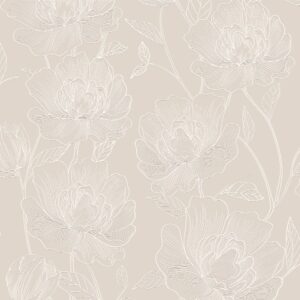 Papel de Parede Floral Bege 3802