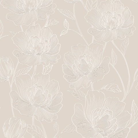 Papel de Parede Floral Bege 3802