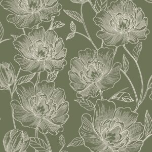 Papel de Parede Floral Verde 3800