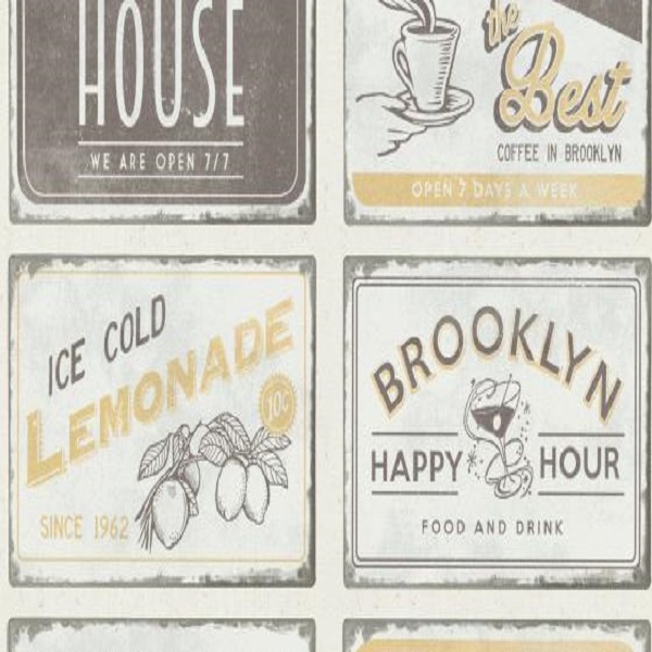 Papel de parede vintage quadros drinks yellow 6365-15