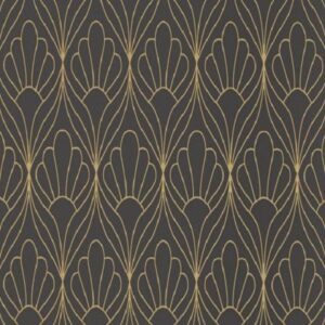 Papel de parede conchas preto dourado 6389-15