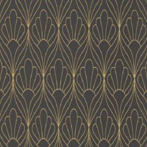 Papel de parede conchas preto dourado 6389-15