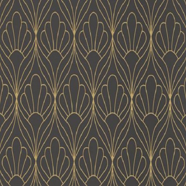 Papel de parede conchas preto dourado 6389-15