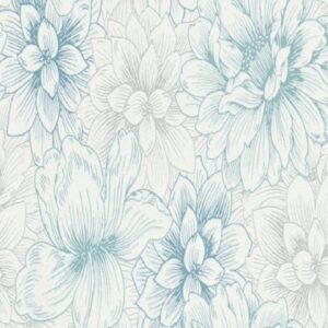 Papel de parede florido azul 5425-08