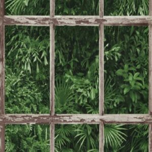 Papel de parede janela folhas 6373-07