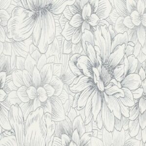 papel de parede florido cinza branco 5425-10
